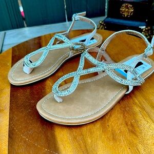 Nordstrom Rack Glitter Sequins Sparkle Strap Flat Sandals Kids Size 3